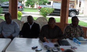 Chief Nduese Essien 2nd R flanked by other members of the AIbom South Senatorial Assembly