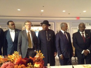 Adesina (left), Bill Gates, President Jonathan, Kofi Annan, and Dr. Kanayo Nwanze, President of the International Fund for Agricultural Development (IFAD) at the Eminent Persons Group