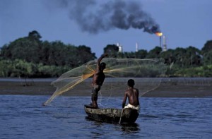 Fishermen on the Bayelsa coastline