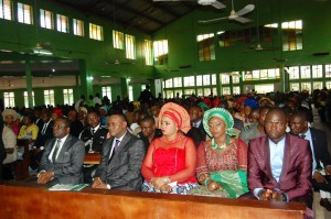 L-R: Governor David Umahi of Ebonyi State; Deputy Governor, Kelechi Igwe and wife of the Deputy Governor, Nnenna; wife of the Speaker, Ebonyi State House of Assembly, Mrs. Uzoamaka Nwifuru and the Speaker, Francis Nwifuru, at the Interdenominational Thanksgiving Church Service to mark the Nigeria's 55th Independence Anniversary and the 19th anniversary of Ebonyi State in Abakaliki on Sunday