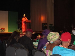 NCGC President, Dr. Victor Ihama delivering his speech at 55th Nigerian Independence Day Celebration.