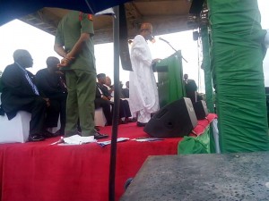 President Buhari at the Ground breaking of the 260 klm dual superhighway at Obung, Cross River by President on Tuesday. 20/10/15. 