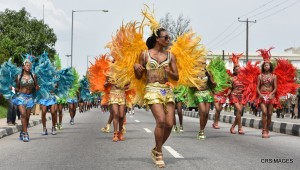 1st carnival calabar dry run..front line Carnival revelers show off moves during the 1st Carnival Calabar Dry Run 2015 in Calabar.