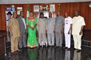 Governor David Umahi of Ebonyi State (4th left) with members of the State Internal Revenue Board after their swearing in at the Government House, Abakaliki on Friday