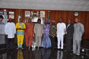 Governor David Umahi of Ebonyi State (4th left) with members of Abakaliki Capital Territory Development Board after their swearing in at the Government House, Abakaliki on Friday
