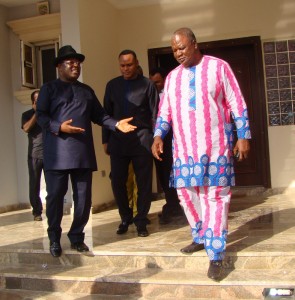 L-R: Governor David Umahi of Ebonyi State; Deputy Governor of Ebonyi State, Kelechi Igwe, and former SGF, Senator Anyim Pius , during the burial of Mrs. Sylvia N. Ajah, mother- in- law to Senator Anyim Pius Anyim at Isiagu on Friday. Photo: EBSG 