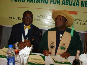  Governor David Umahi of Ebonyi State(right) and the President of the Nigerian Society of Engineers at the conferment of NSE Fellowship on the governor in Abuja on Wednesday. Photo: EBSG