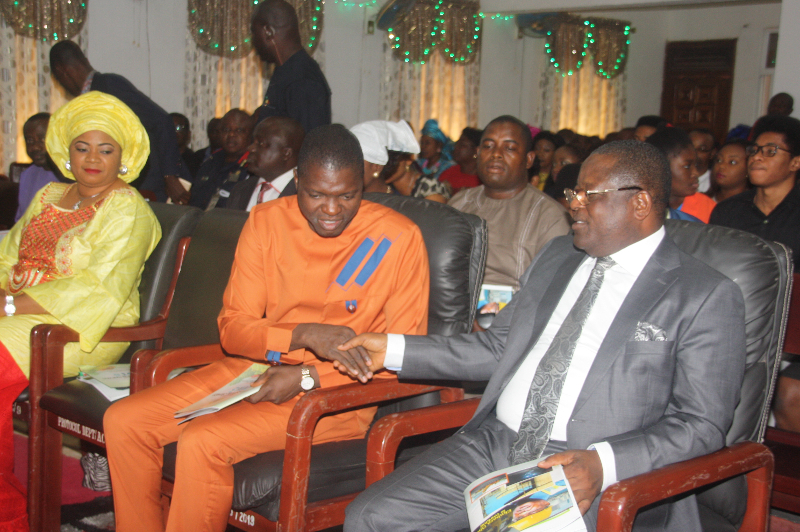 R-L: Governor David Umahi of Ebonyi State; Speaker, Ebonyi State House of Assembly, Francis Nwifuru; Wife of the Deputy Governor, Nnenna Igwe, during the 2015 Thanksgiving Service by the State Government on Sunday.