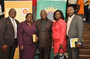 L-R: Head, Business Relations, Shell Nigeria Exploration & Production Company Limited (SNEPCo), Mr. Alan Udi; Supervisor, Community Development, National Petroleum Investment Management Services (NAPIMS), Mrs Bunmi Lawson; a student of Murtala Mohammed Airport Secondary School , Leonard Idowu-Dawodu; representative of the wife of the Governor of Lagos State, Mrs Jumoke Adeyemi; Business Relations Adviser, Shell Nigeria Exploration & Production Company Limited (SNEPCo), Monday Arichoke and the Co-ordinator, Musical Society of Nigeria (MUSON), Sir Emeka Nwokedi at the 14th edition of the NNPC/SNEPCo music competition held at the MUSON Centre in Lagos recently.