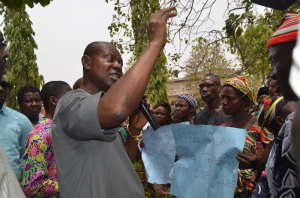 Chief Staff, Ebonyi State Government House, Dr. Emmanuel Offor Okorie,   addressing women from Onicha Local Government Area   protesting recent raping and robbery by suspected Fulani herdsmen in Abakaliki on Wednesday.