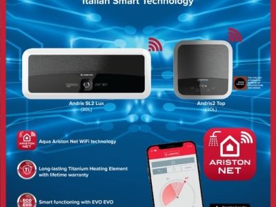 Ariston: Singapore’s First-ever WiFi-enabled Smart Water Heater Now Complete with Full Range and Design to Fit Any Bathroom Design
