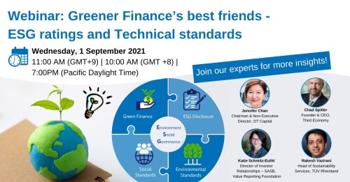 TÜV Rheinland’s Webinar: Greener Finance’s best friends – ESG ratings and Technical standards