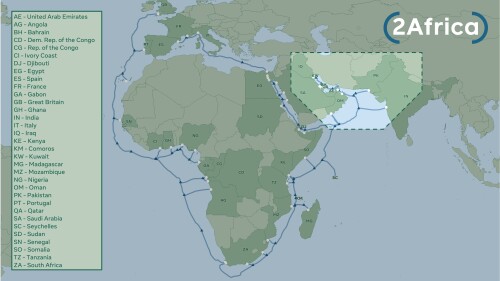 2Africa Extended to The Arabian Gulf, Pakistan and India