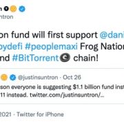 Justin Sun Plans to Set up a Fund Worth over $1.1Billion to Catalyze TRON Ecosystem’s Growth