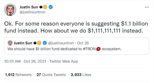 Justin Sun Shells out $1.1 Billion to Turbocharge the Growth of TRON’s Ecosystem
