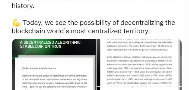 TRON Founder H.E. Justin Sun Announces the Launch of USDD — A Decentralized Stablecoin