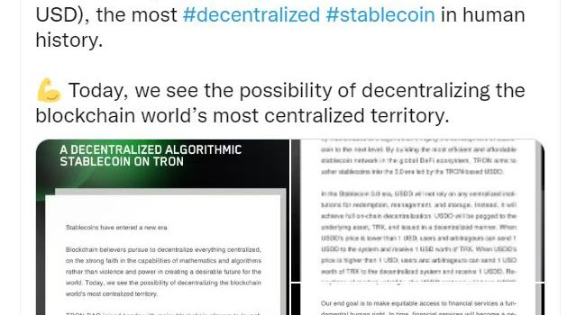 TRON Founder H.E. Justin Sun Announces the Launch of USDD — A Decentralized Stablecoin