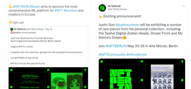TRON Founder Justin Sun Attends the Inaugural NFTBERLIN with His Twelve Digital Zodiac Heads Collection