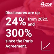 Record 23,000+ companies disclose environmental impact through CDP, with urgency for action clear in wake of unprecedented global temperatures