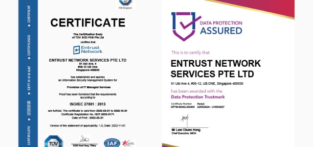 Entrust Network Awarded ISO 27001 and Data Protection Trustmark Certifications